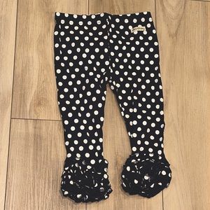 NWOT Sew Sassy Boutique Girls Size 8 Ruffle Capri Leggings Blue White Polka Dot